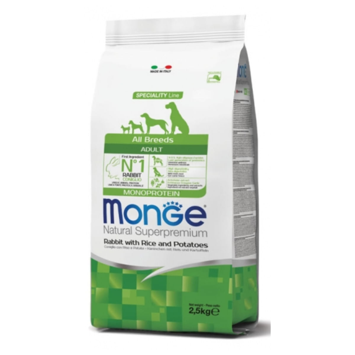 Monge Natural Superpremium Adult Coniglio Riso e Patate 2,5kg Monge Natural Superpremium Adult Coniglio Riso e Patate 2,5kg